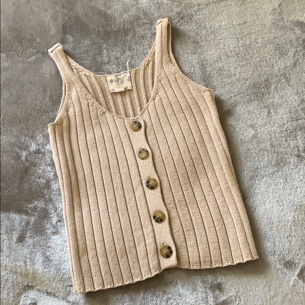 Ribbed Button Crop Top